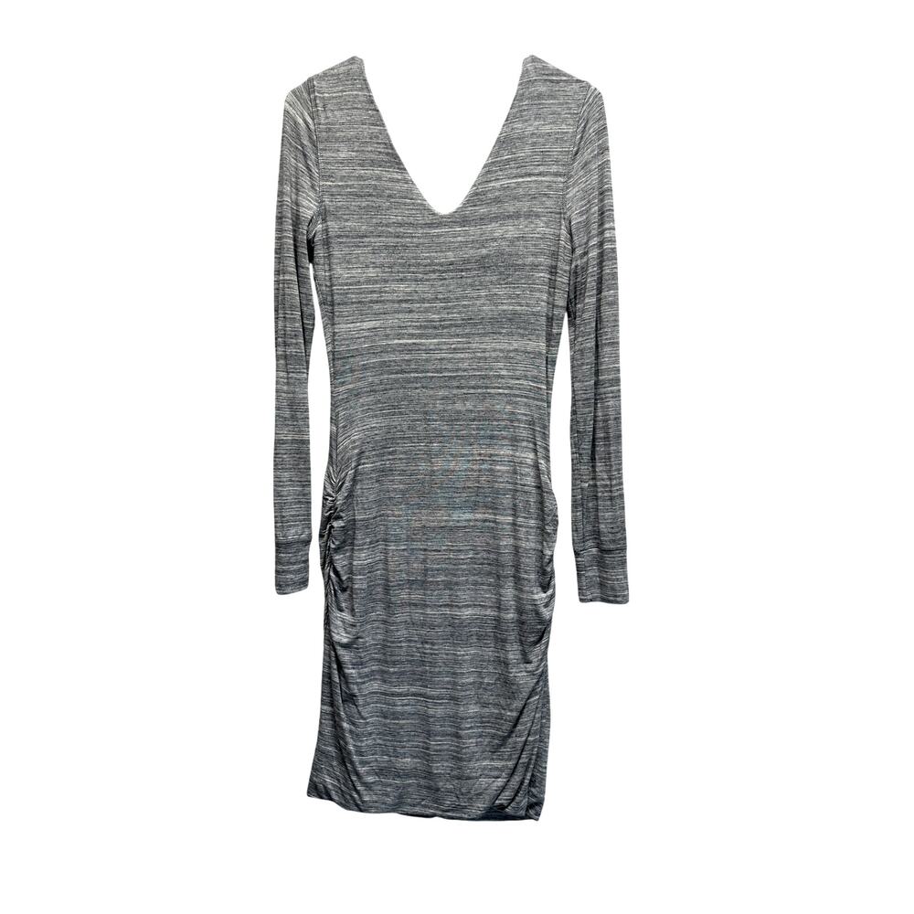 Banana Republic Gray Ruched Knit Dress Long Sleeve V-Neck‎ Size S Tall